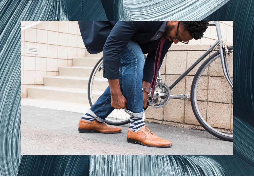 Man about to ride bike